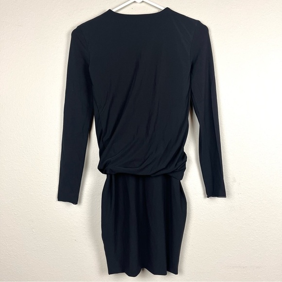 T Alexander Wang Black Stretch Jersey Long Sleeve Ruched Twist Mini Dress - Picture 7 of 7